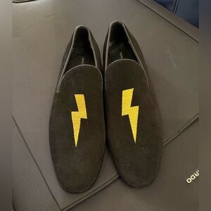 Saks Fifth Avenue Black Loafers with Yellow Bolt